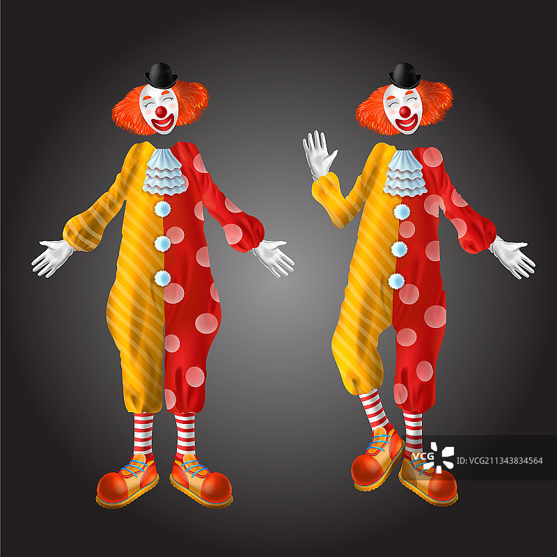 穿着彩色服装的滑稽小丑角色图片素材