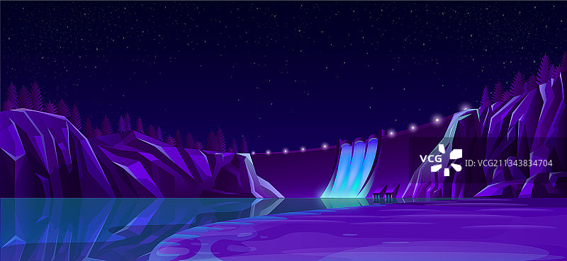 大坝夜景图片素材