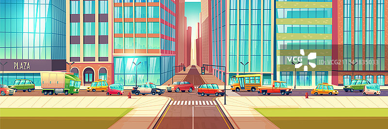 城市交通拥堵卡通概念图片素材