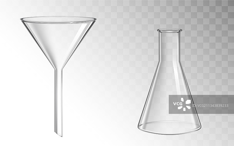 化学实验室用玻璃漏斗和烧瓶图片素材
