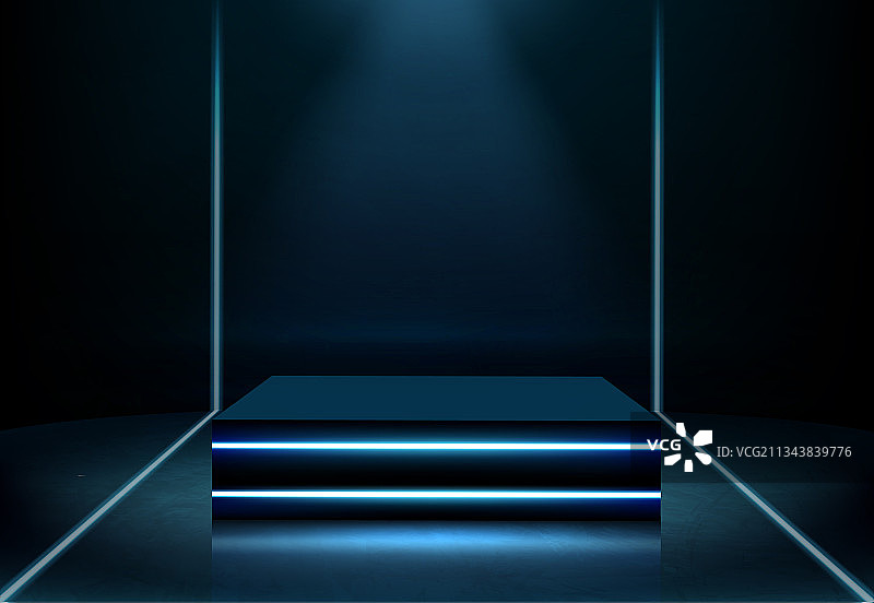 霓虹正方形发光领奖台2.5D渲染图片素材