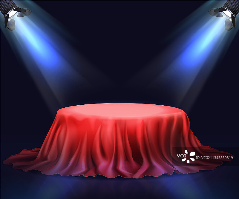黑暗中被照亮的逼真领奖台图片素材
