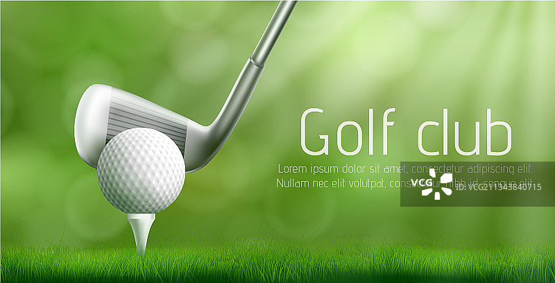 逼真的高尔夫球杆锦标赛banner图片素材