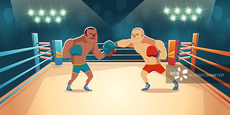 拳击手在擂台上格斗图片素材