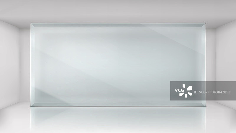 空旷展厅中的玻璃墙框架图片素材