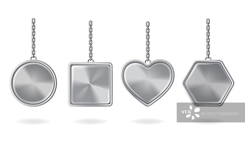 金属圆形方形心形六边形钥匙链套装图片素材