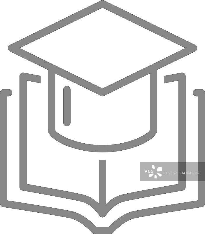 打开的书本与毕业帽线条图标图片素材