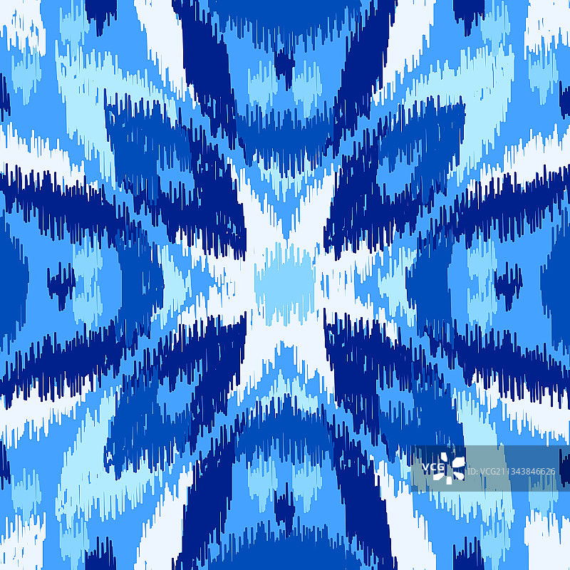 乌兹别克ikat丝绸面料图案靛蓝色白色图片素材