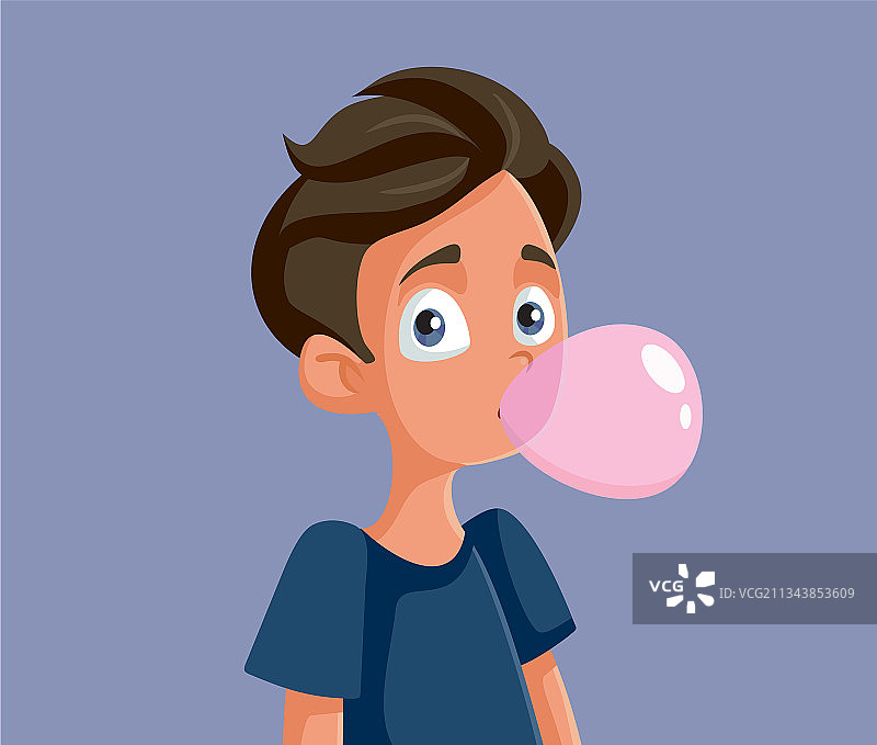 嚼着泡泡糖的可爱少年图片素材