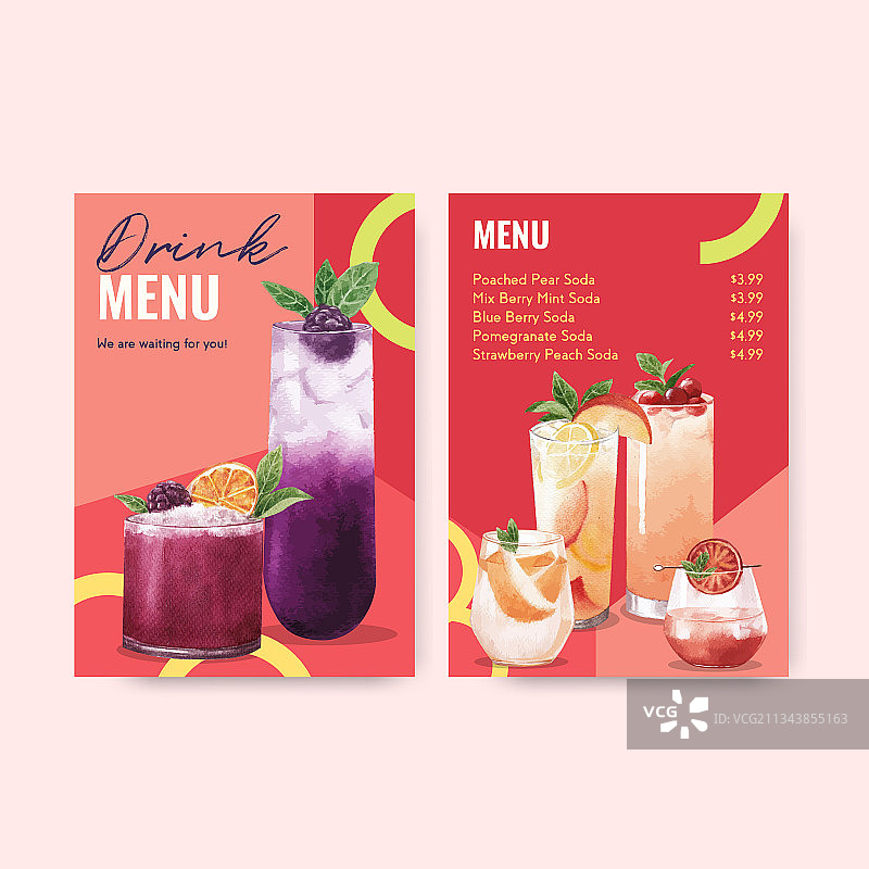 咖啡馆和餐馆苏打饮料菜单模板图片素材