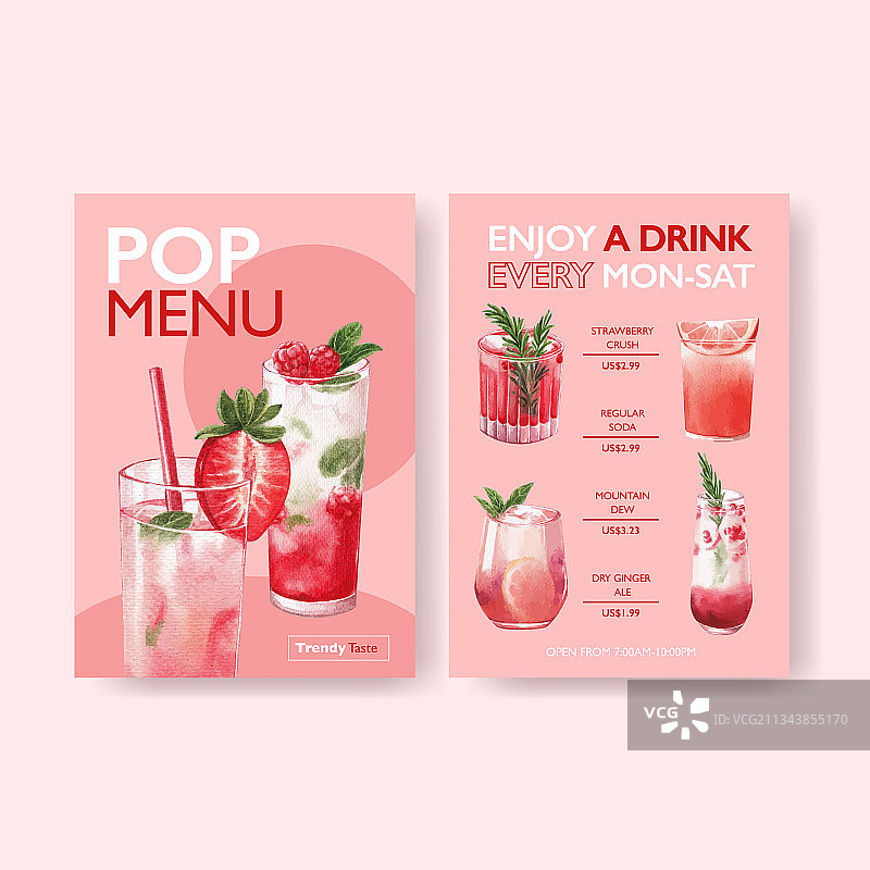 咖啡馆和餐馆苏打饮料菜单模板图片素材