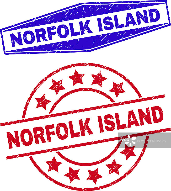 圆形和六边形诺福克岛印章图片素材