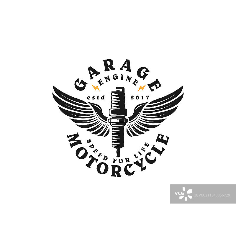 复古车库摩托车标志图片素材