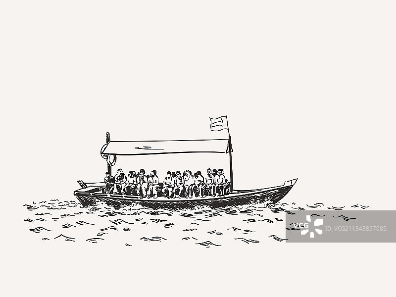 手绘传统船只Abra当地交通图片素材