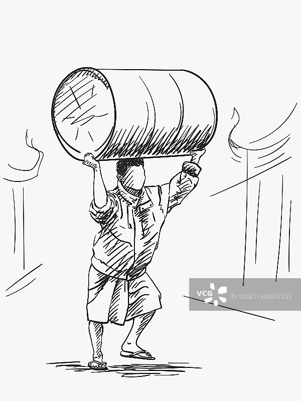 穿着缅甸笼基外套的无脸男人图片素材