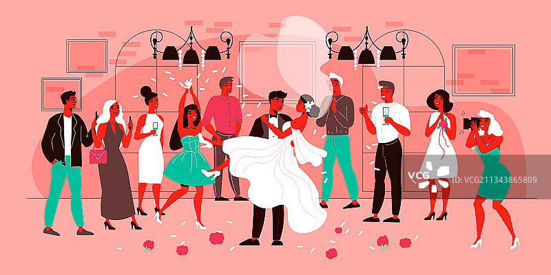 有宾客的婚礼场景图片素材