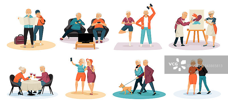 老年人彩色合集图片素材