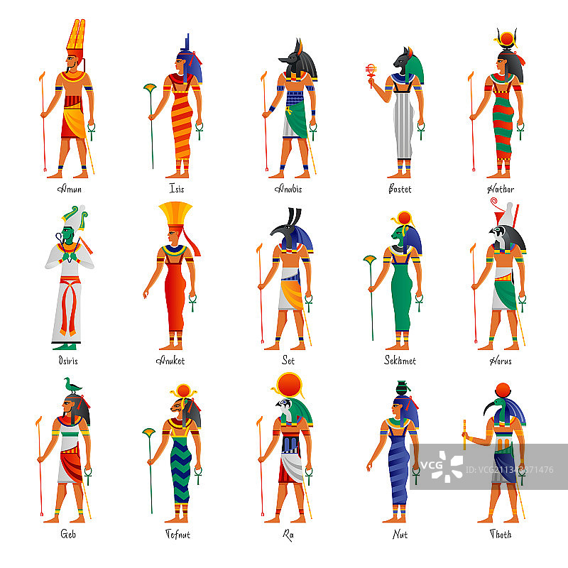 埃及古代神灵套装图片素材