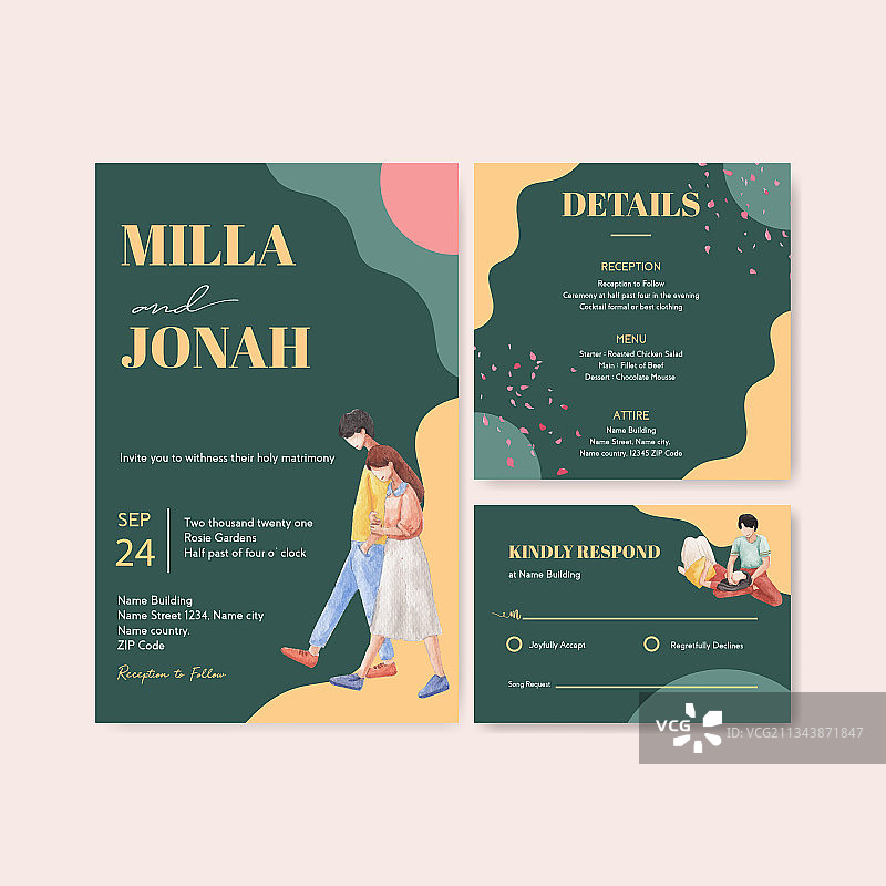 天堂爱情主题婚礼卡片模板图片素材