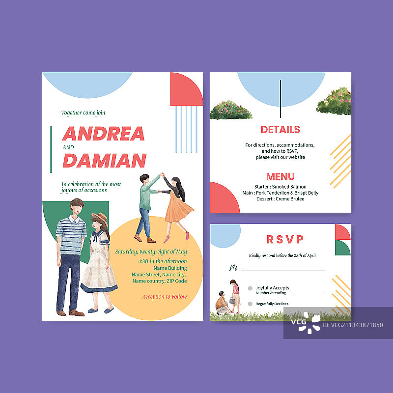 天堂爱情主题婚礼卡片模板图片素材