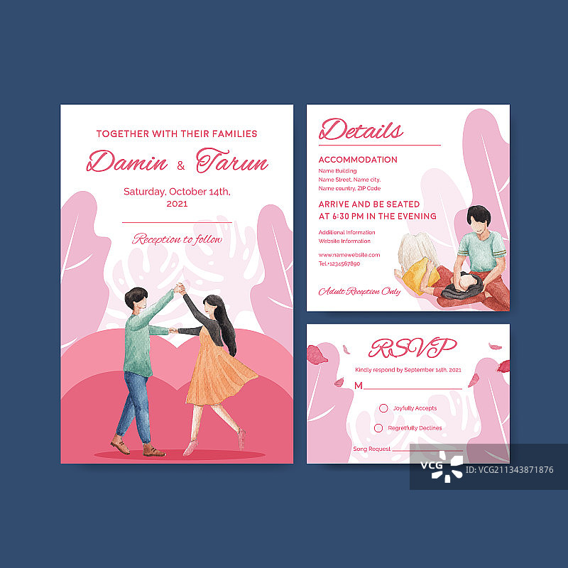 天堂爱情主题婚礼卡片模板图片素材