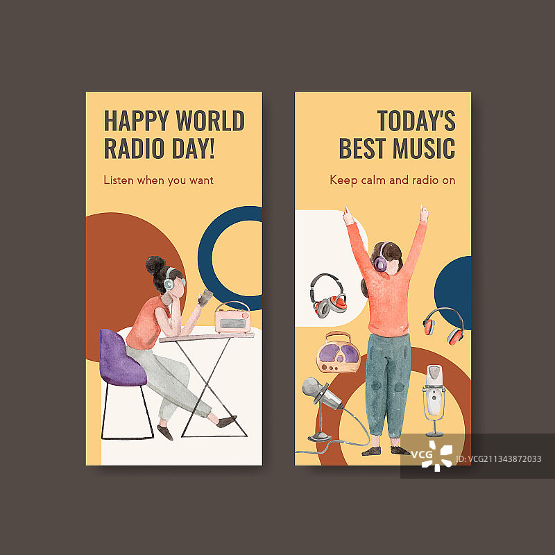 世界广播日主题宣传单模板图片素材
