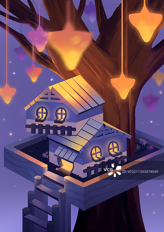 树中木屋图片素材