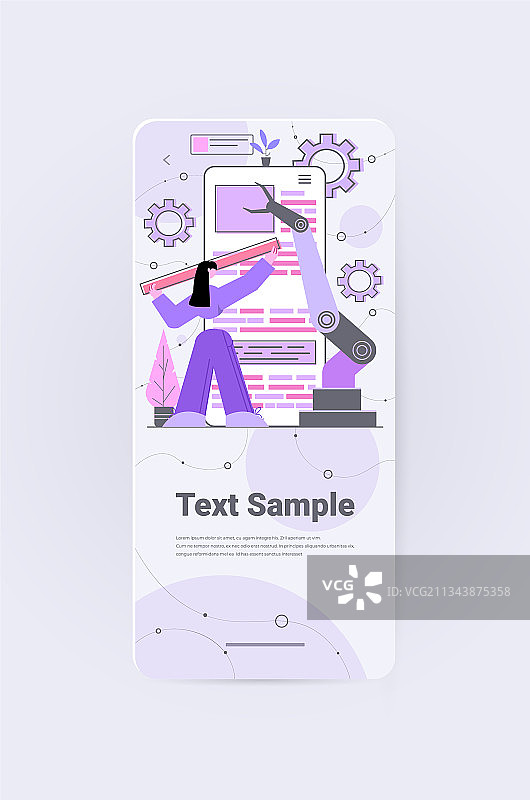 开发者用机械手创建移动设备图片素材