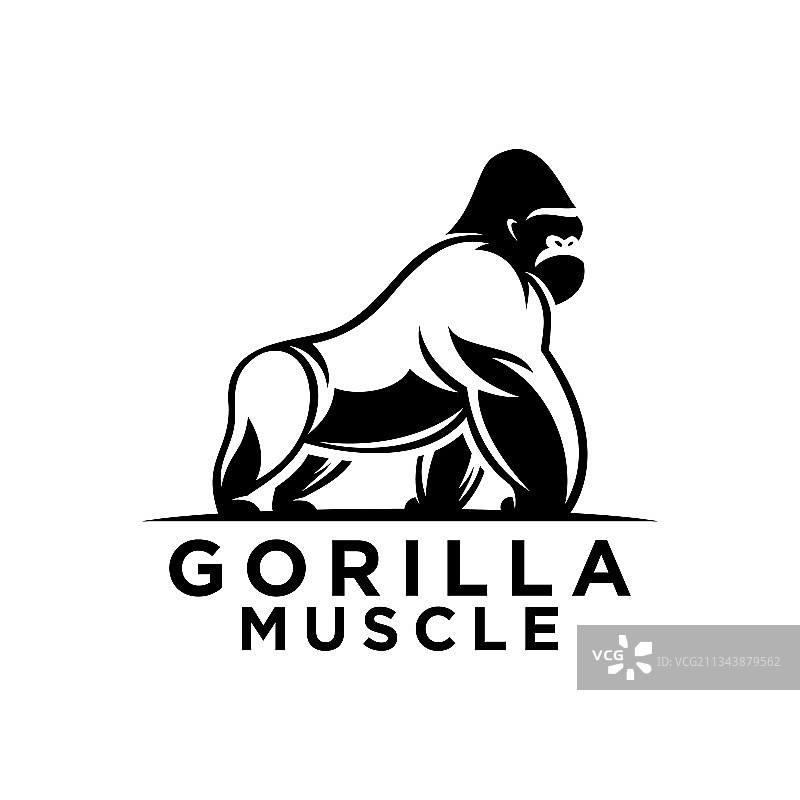 强壮的猩猩肌肉标志设计理念图片素材