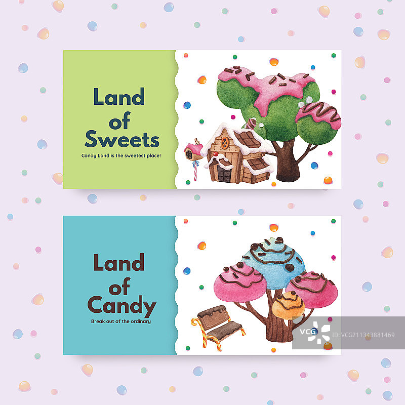 糖果世界概念Twitter模板图片素材