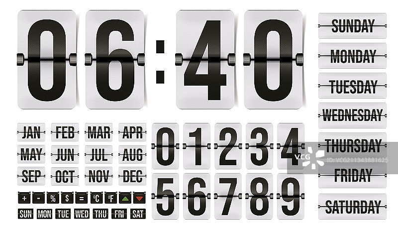 数字月份日期设置的翻转计数器日历图片素材
