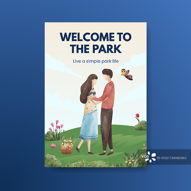 公园家庭概念海报模板图片素材