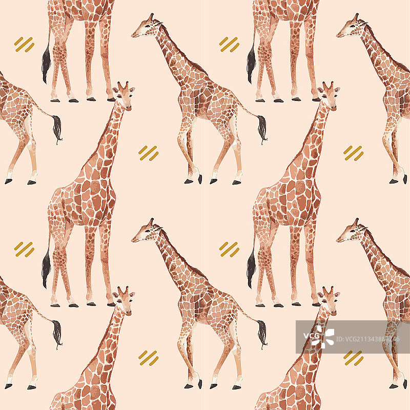 以萨凡纳野生动物为主题的无缝图案图片素材