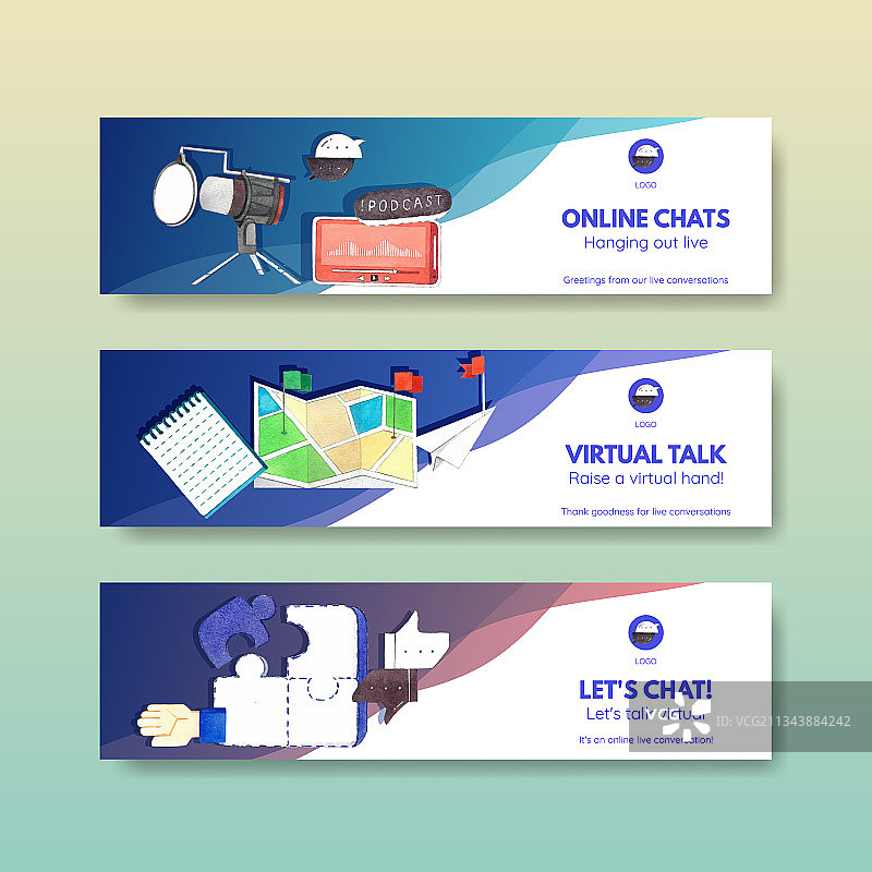 实时对话概念banner模板图片素材