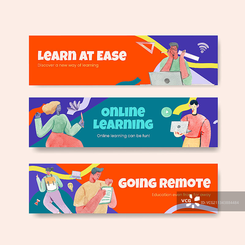 在线学习概念banner模板图片素材
