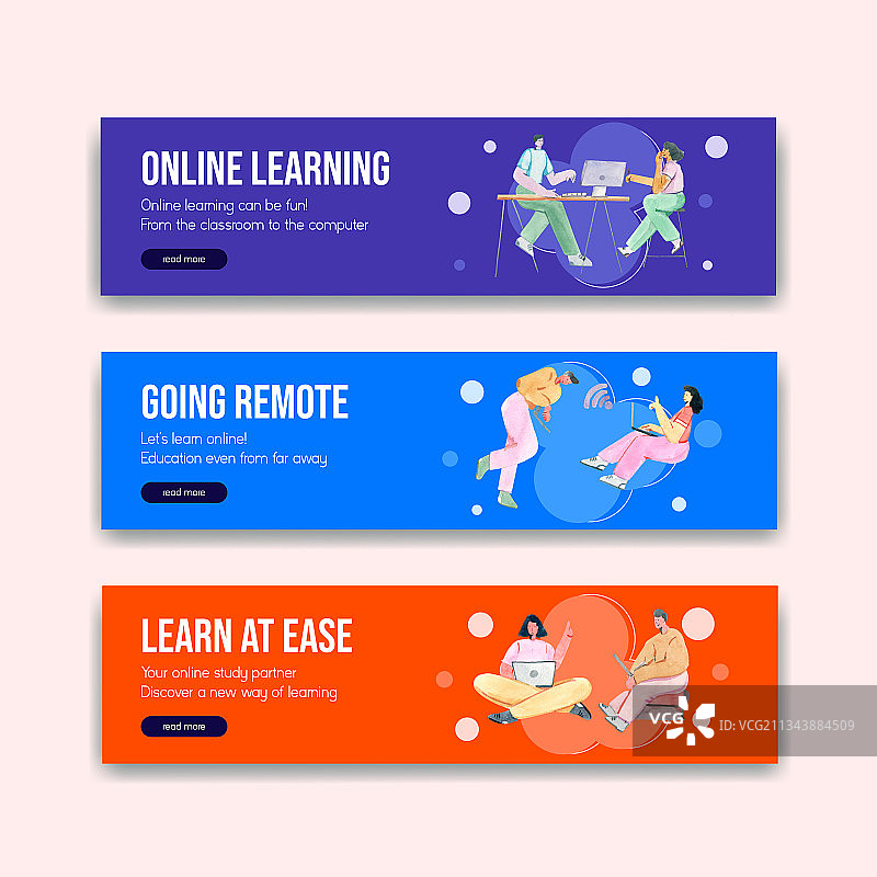 在线学习概念banner模板图片素材