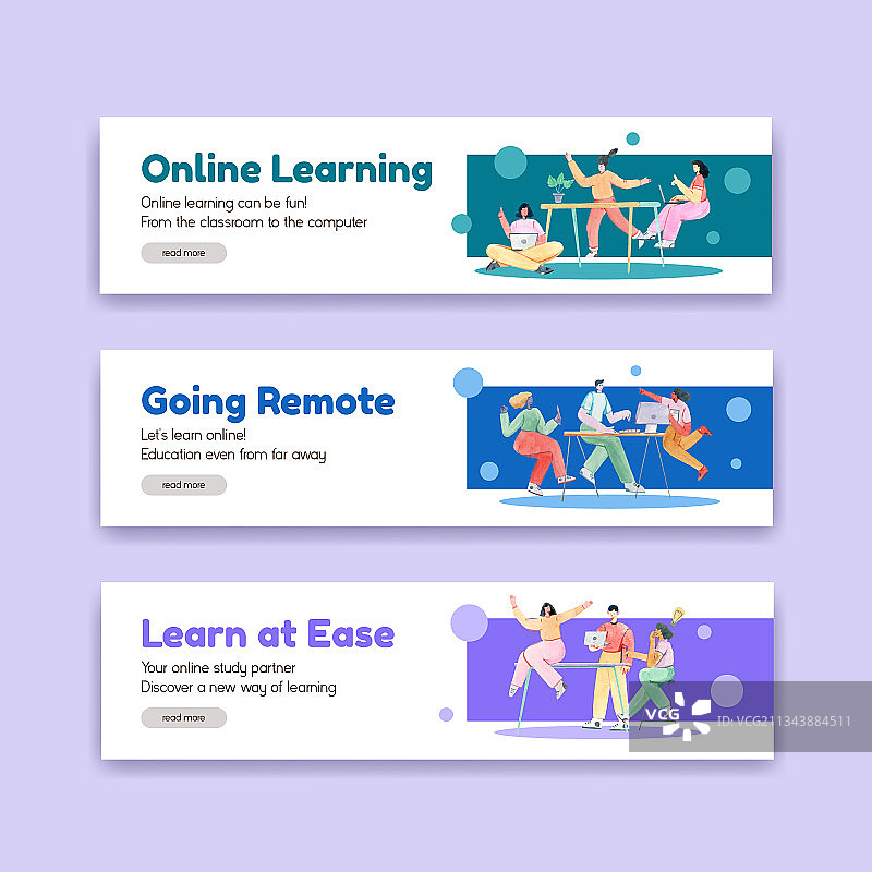 在线学习概念banner模板图片素材