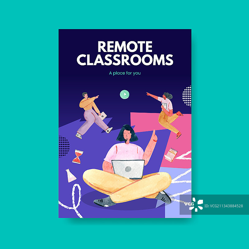 在线学习概念海报模板图片素材