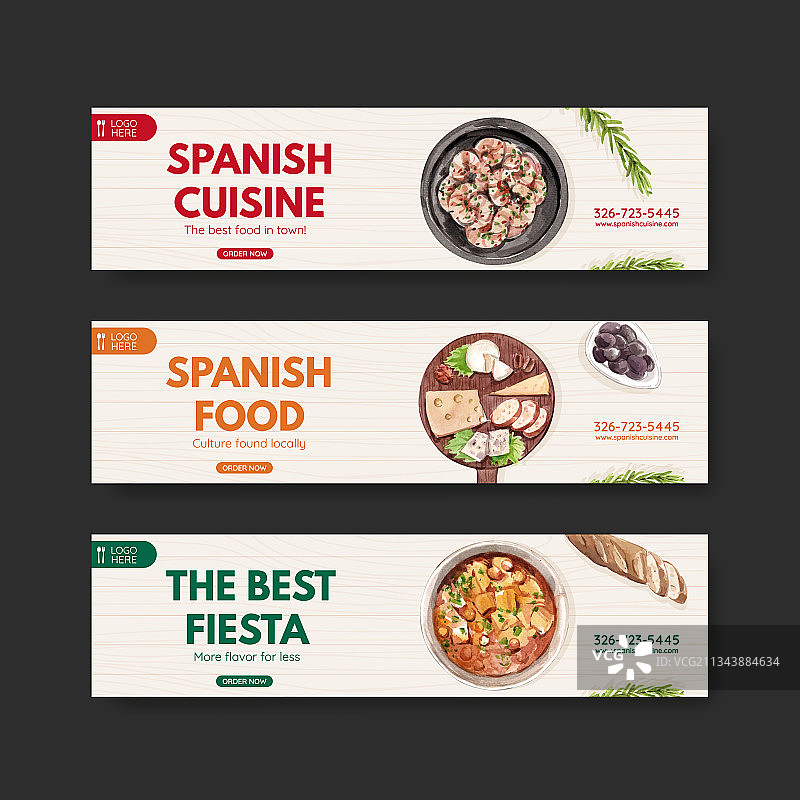 西班牙美食概念设计banner模板图片素材