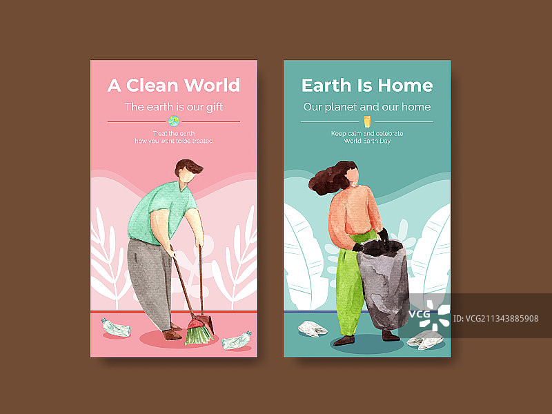 具有世界地球日概念设计的Instagram模板图片素材