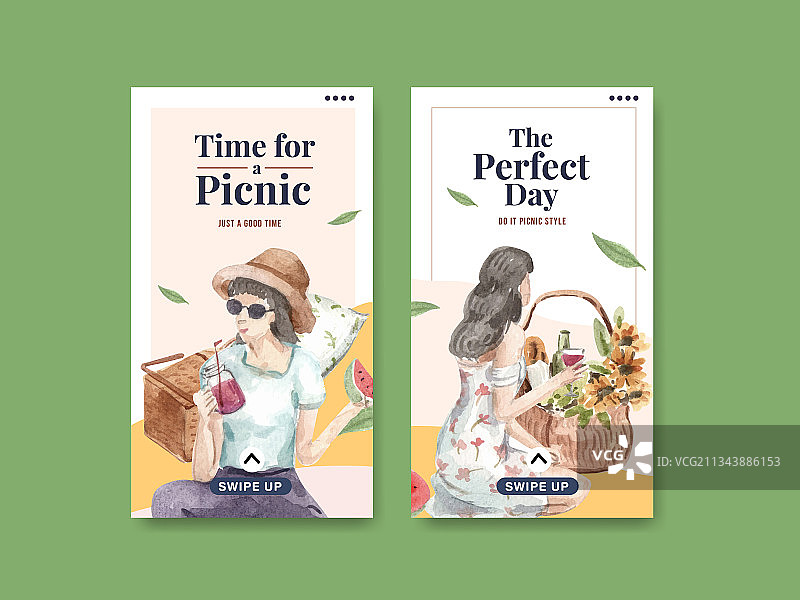 野餐旅行概念Instagram模板图片素材