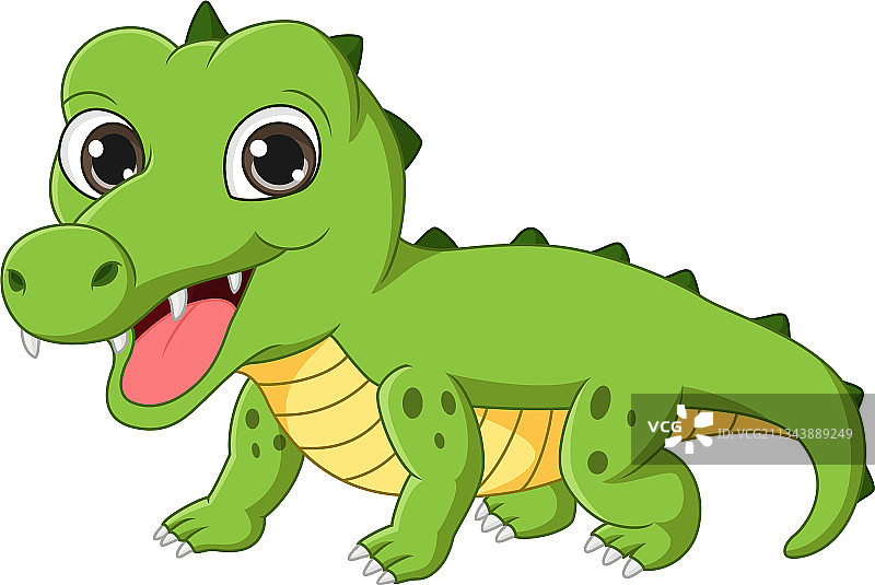 白色背景上的可爱小鳄鱼卡通图片素材