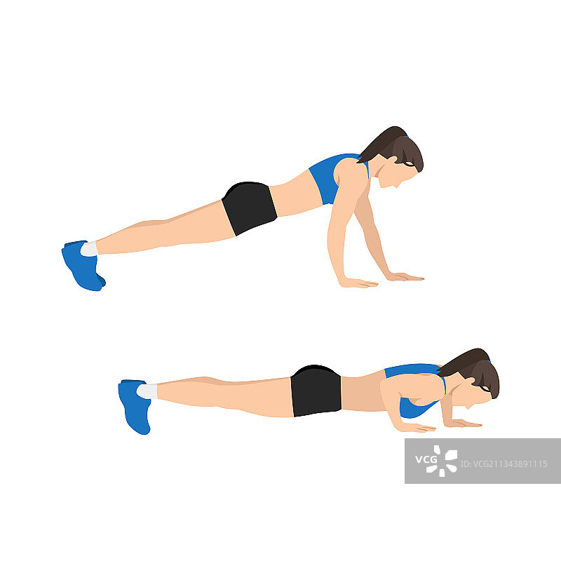 女人做交错手俯卧撑图片素材