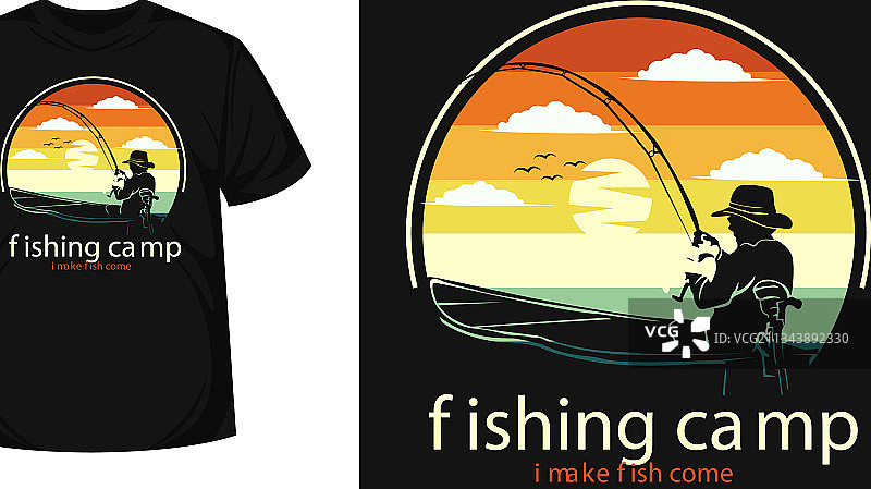 钓鱼营地商品剪影T恤图片素材