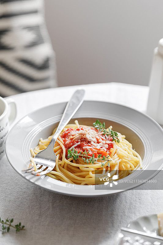 美味的番茄肉酱意大利面图片素材