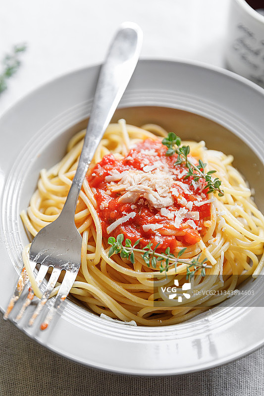 美味的番茄肉酱意大利面图片素材