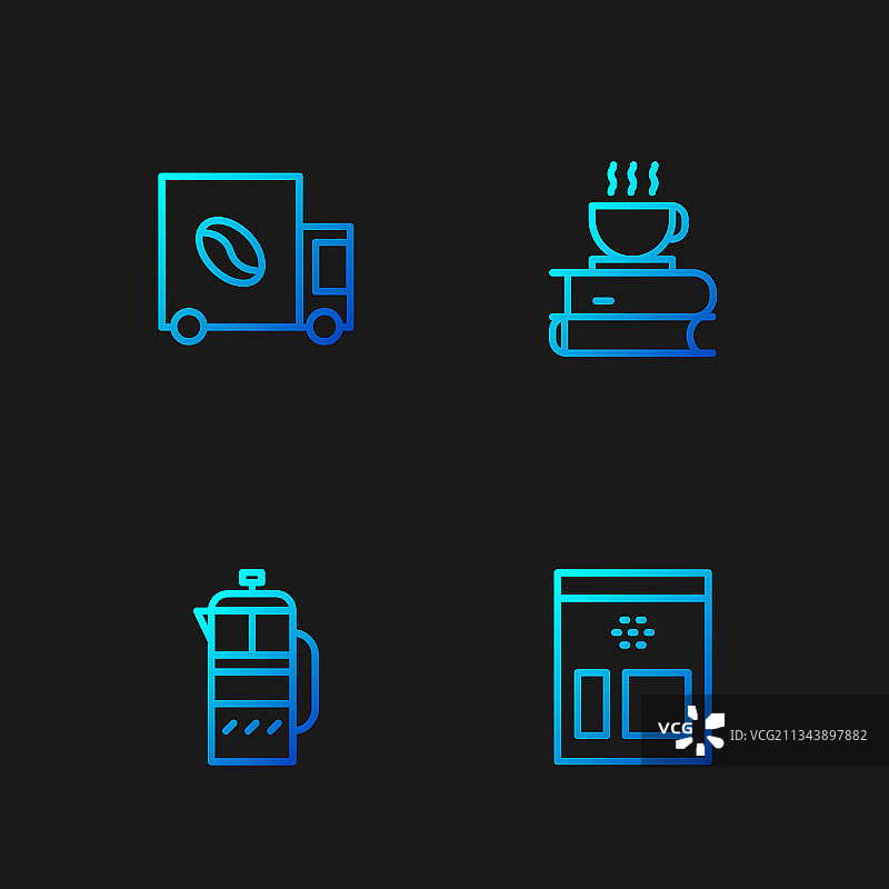 法式滤压壶咖啡豆袋套装图片素材