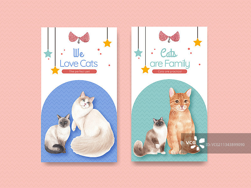 可爱猫咪主题Instagram模板图片素材