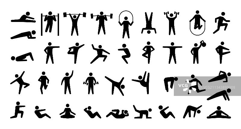 人类运动图标训练人物剪影图片素材