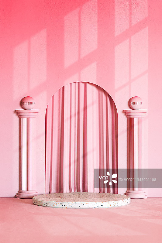 3D渲染欧式高级质感光影效果商品展示台图片素材